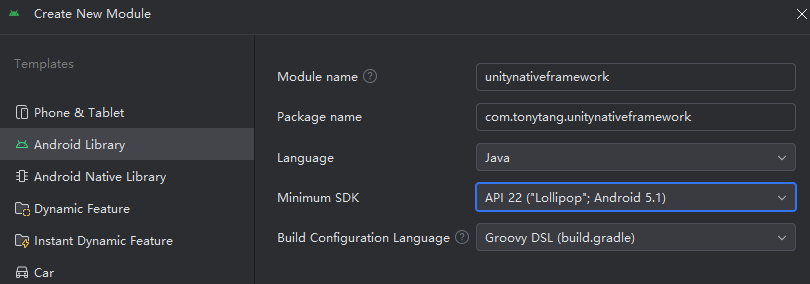 CreateAndroidLibraryProject