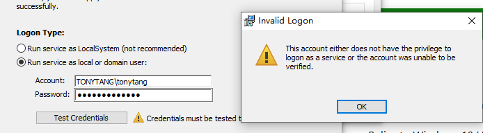 TestCredentialsFailed