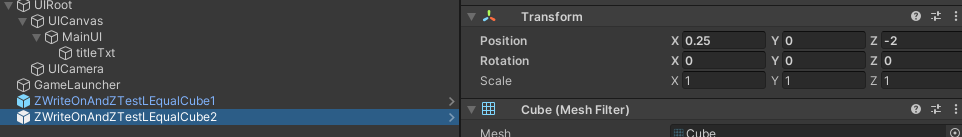 ZWriteZTestOnBlueCubePosition